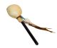 Große Rinderhaut-Rassel mit Entenfeder, blau - für schamanische Arbeit kaufen München, buy rattle made of cow skin, decorated with duck feather, schamanische Maraka, Maraca kaufen Bayern, Schamanen-Rassel kaufen BRD, Große Rinderhautrassel mit Entenfeder